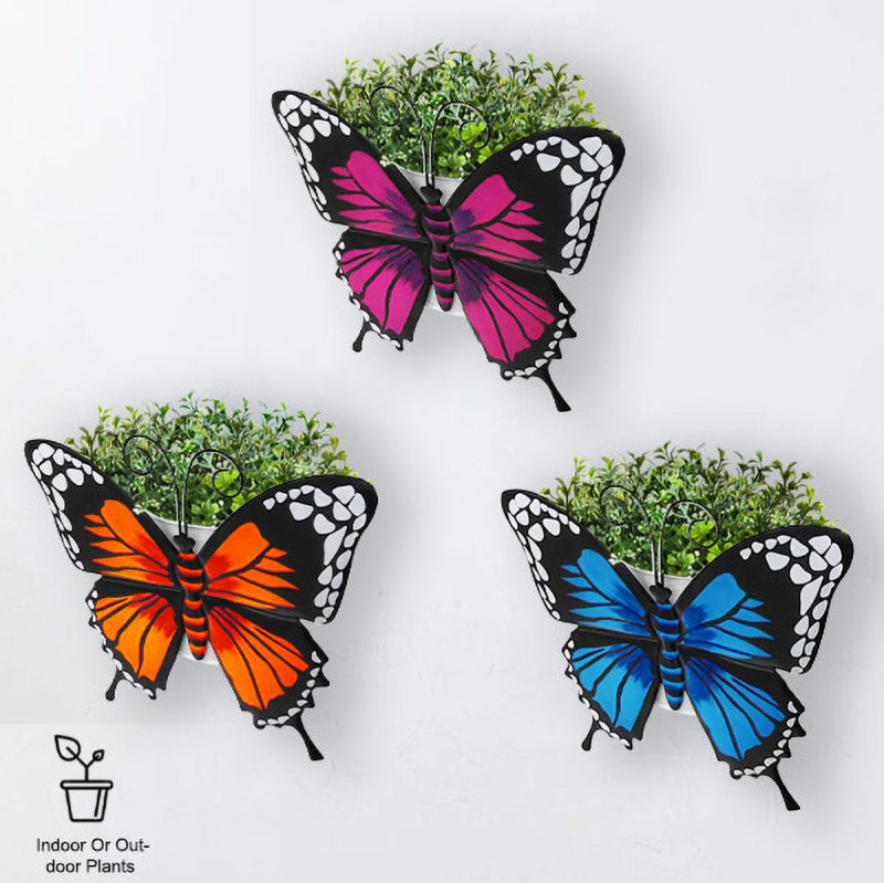 Matorino -Metal Wall Hanging Planter, Balcony Garden Wall Mounted planter, Metal Iron Mini Flower Seedlings Brigade Fence Bucket Pots, Garden Yard Decorative Flower Pot.