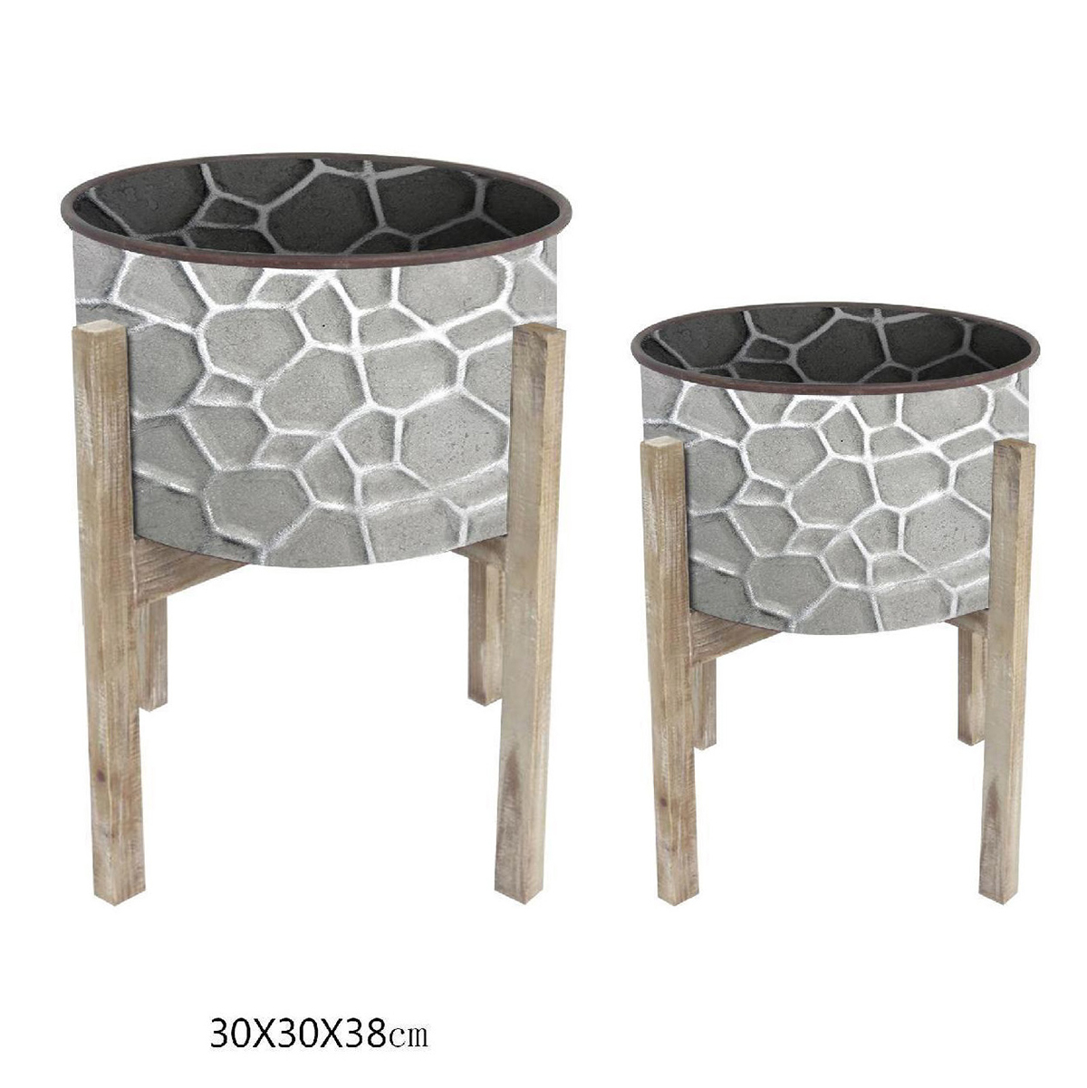 Matorino -Indoor Metal Planter with Stand - 10 Inch Mid Century Plant Stand with Pot - Large Modern Tall Standing Wood Metal Pot Plant Holder with Drainage.