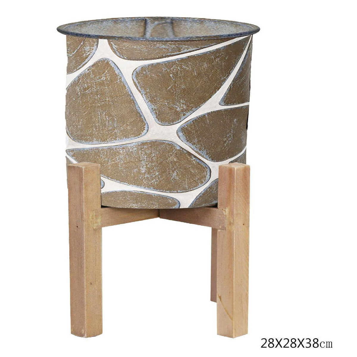 Matorino -Indoor Metal Planter with Stand - 10 Inch Mid Century Plant Stand with Pot - Large Modern Tall Standing Wood Metal Pot Plant Holder with Drainage.
