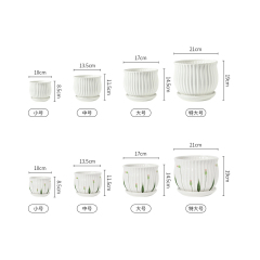 Matorino -Set of 4 Ceramic Plant Pots, Garden Flower Planter Pot, Round Modern Succulent Cactus Containers with Drainage and Saucer.