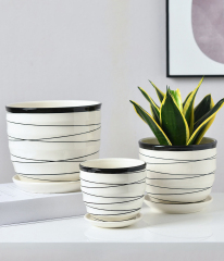 Matorino -Plant Pots,White Pots for Indoor Plants with Drainage Holes,Cylinder Flower Pot Ceramic Planters with Saucer,Cactus Succulent Outdoor Garden Pots Set of 3.