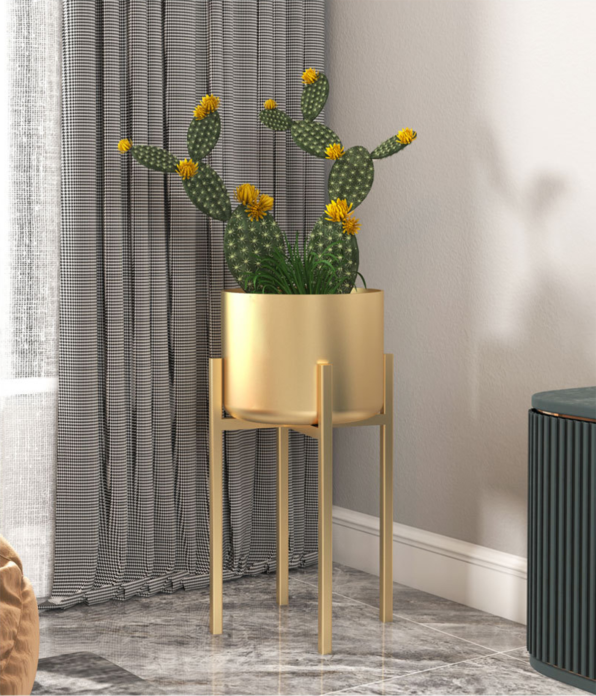Matorino -Plant Stand With Plant Pot, Mid Century Modern Metal Pot Stand, Indoor Flower Potted, Plant Holder ,Plants Display Rack.
