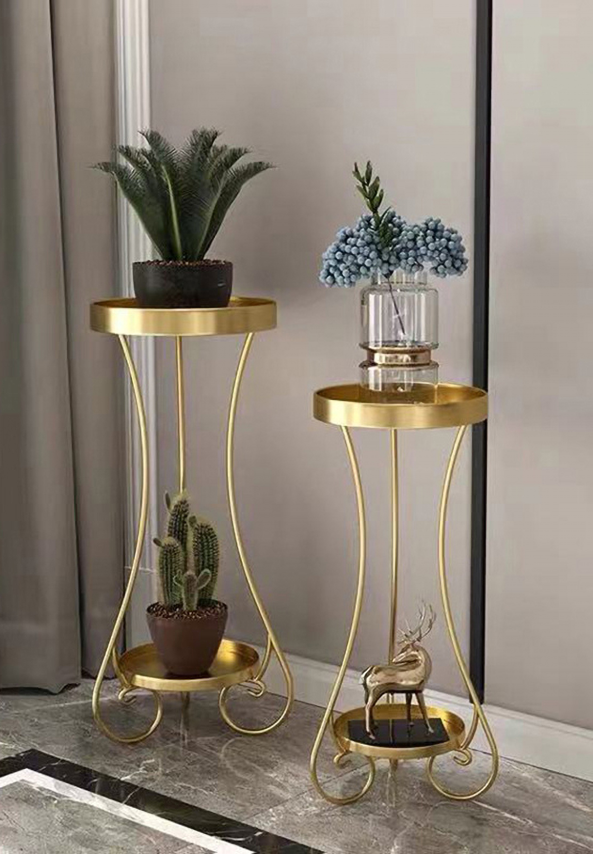 Matorino -Potted Plant Stand, Indoor Outdoor 2 Tier Metal Potted Holder, Flower Pot Stand, Round Plant Shelf, Supports Rack for Planter Corner Garden Balcony Patio.