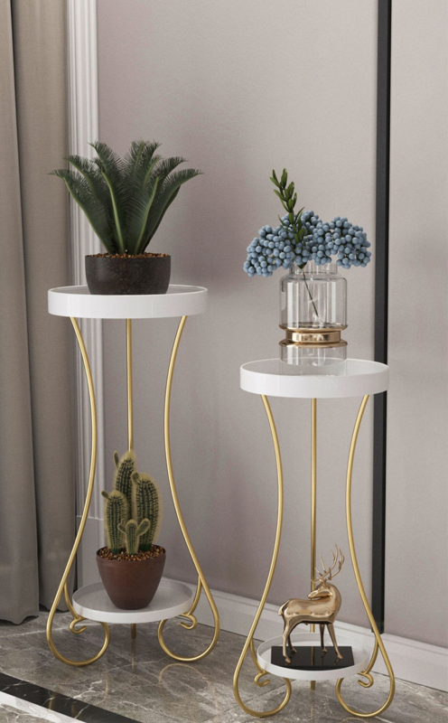 Matorino -Potted Plant Stand, Indoor Outdoor 2 Tier Metal Potted Holder, Flower Pot Stand, Round Plant Shelf, Supports Rack for Planter Corner Garden Balcony Patio.