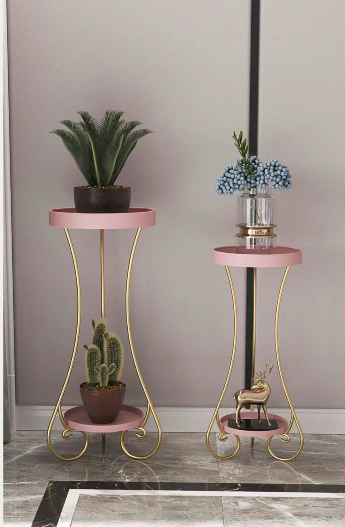 Matorino -Potted Plant Stand, Indoor Outdoor 2 Tier Metal Potted Holder, Flower Pot Stand, Round Plant Shelf, Supports Rack for Planter Corner Garden Balcony Patio.