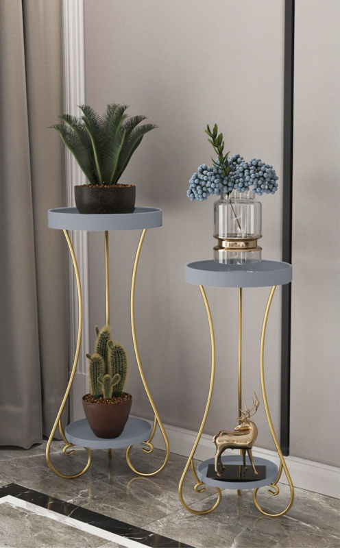 Matorino -Potted Plant Stand, Indoor Outdoor 2 Tier Metal Potted Holder, Flower Pot Stand, Round Plant Shelf, Supports Rack for Planter Corner Garden Balcony Patio.