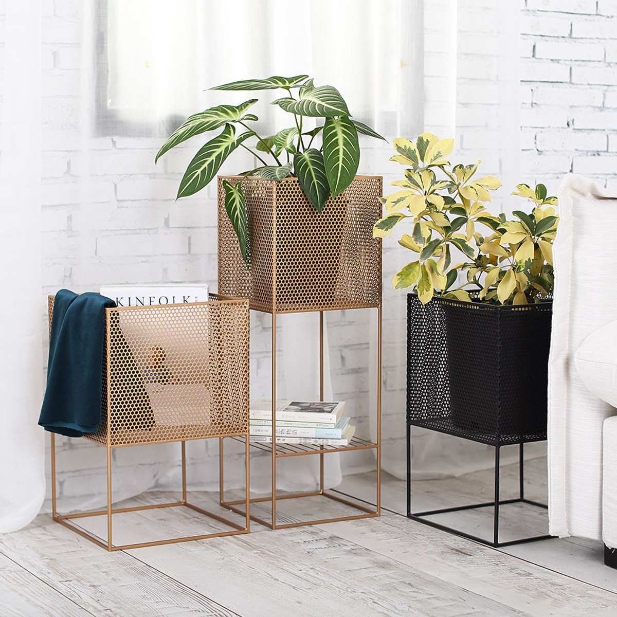 Matorino -Planter Pot with Stand, Mid Century Modern Metal Pot Stand, Indoor Flower Potted, Plant Holder, Plants Display Rack.