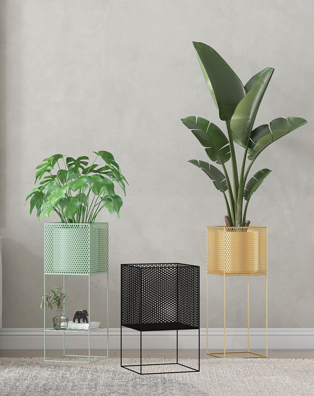 Matorino -Planter Pot with Stand, Mid Century Modern Metal Pot Stand, Indoor Flower Potted, Plant Holder, Plants Display Rack.