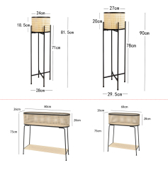 Matorino - Artificial rattan woven flower pot, modern rattan pot stand for living room and balcony, indoor metal art plant pot.