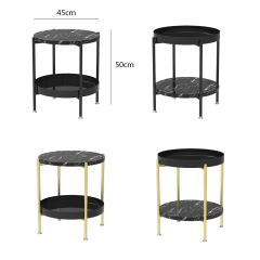 Matorino -2 Tier End Table,Metal Side Table Waterproof, Small Sofa Coffee Side Tables, Bedroom Indoor Outdoor with Removable Tray for Living Room Bedroom Balcony and Office.
