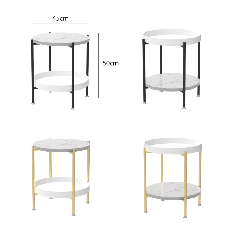 Matorino -2 Tier End Table,Metal Side Table Waterproof, Small Sofa Coffee Side Tables, Bedroom Indoor Outdoor with Removable Tray for Living Room Bedroom Balcony and Office.