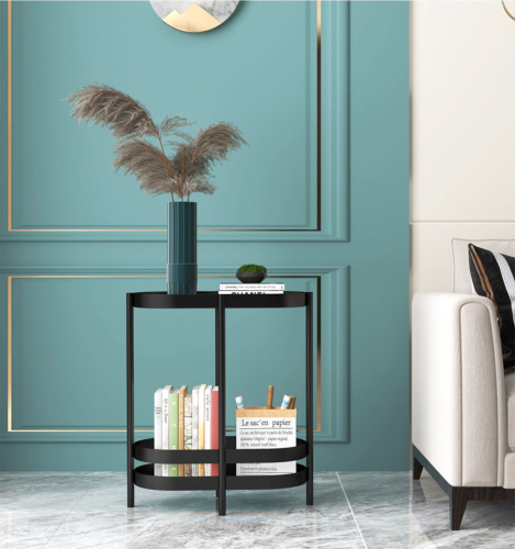Matorino -End Table for Small Space, Narrow Oval Side Tables Living Room, Little Skinny Beside Table Slim Nightstand with Magazine Holder for Bedroom.