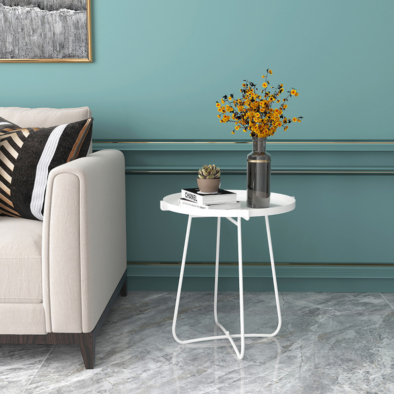 Matorino -Outdoor Side Tables, Weather Resistant Steel, Small Round End Table for Patio Yard Balcony Garden Bedside Black.