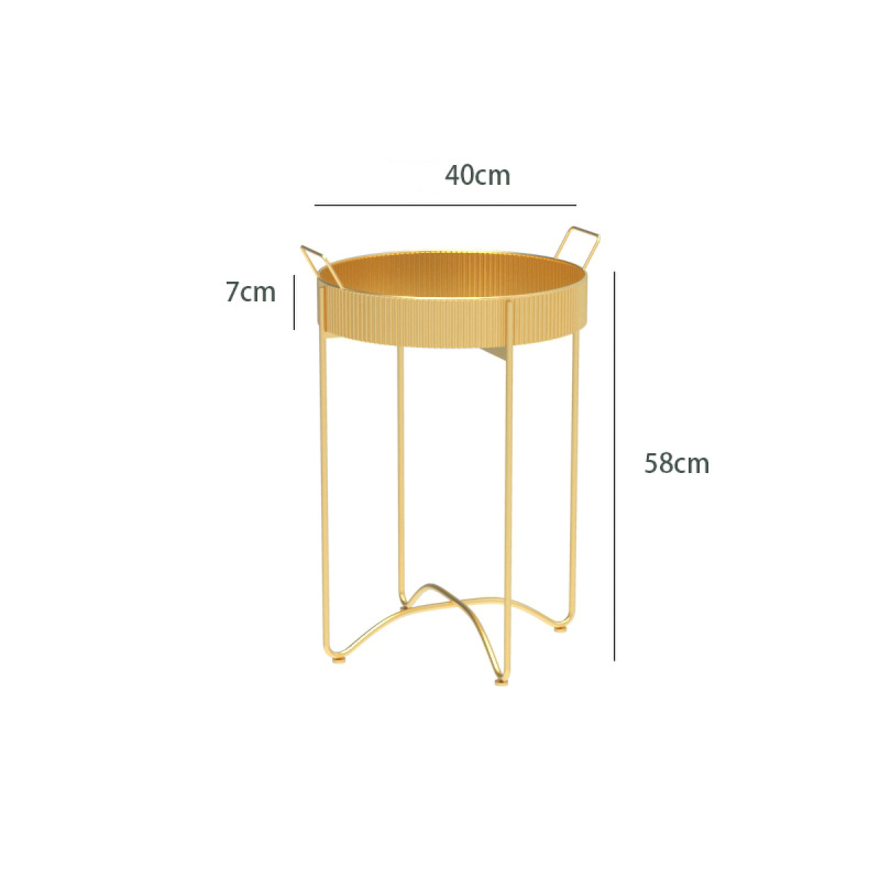 Matorino -Tray Metal End Table, Gold Round Foldable Side Table, Small Stand Decorative Table for Sofa Snack Coffee Planter .