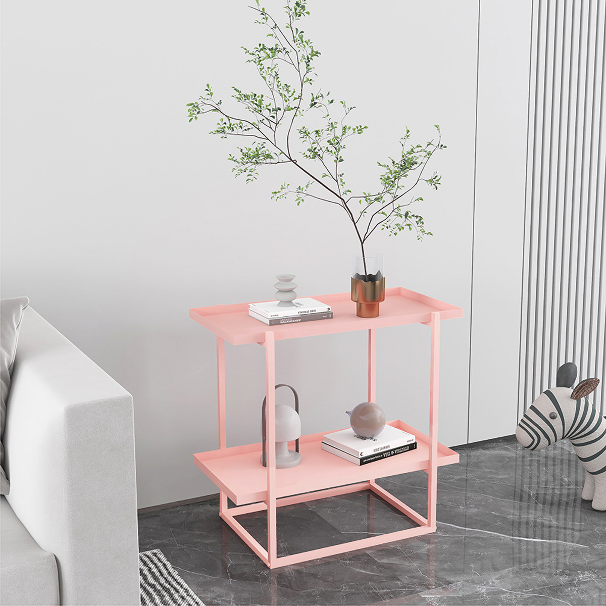 Matorino -Nightstands, 2-Tier Small Side Table, Industrial End Table Bedside Table with Storage Shelf for Living Room, Bedroom, Office.