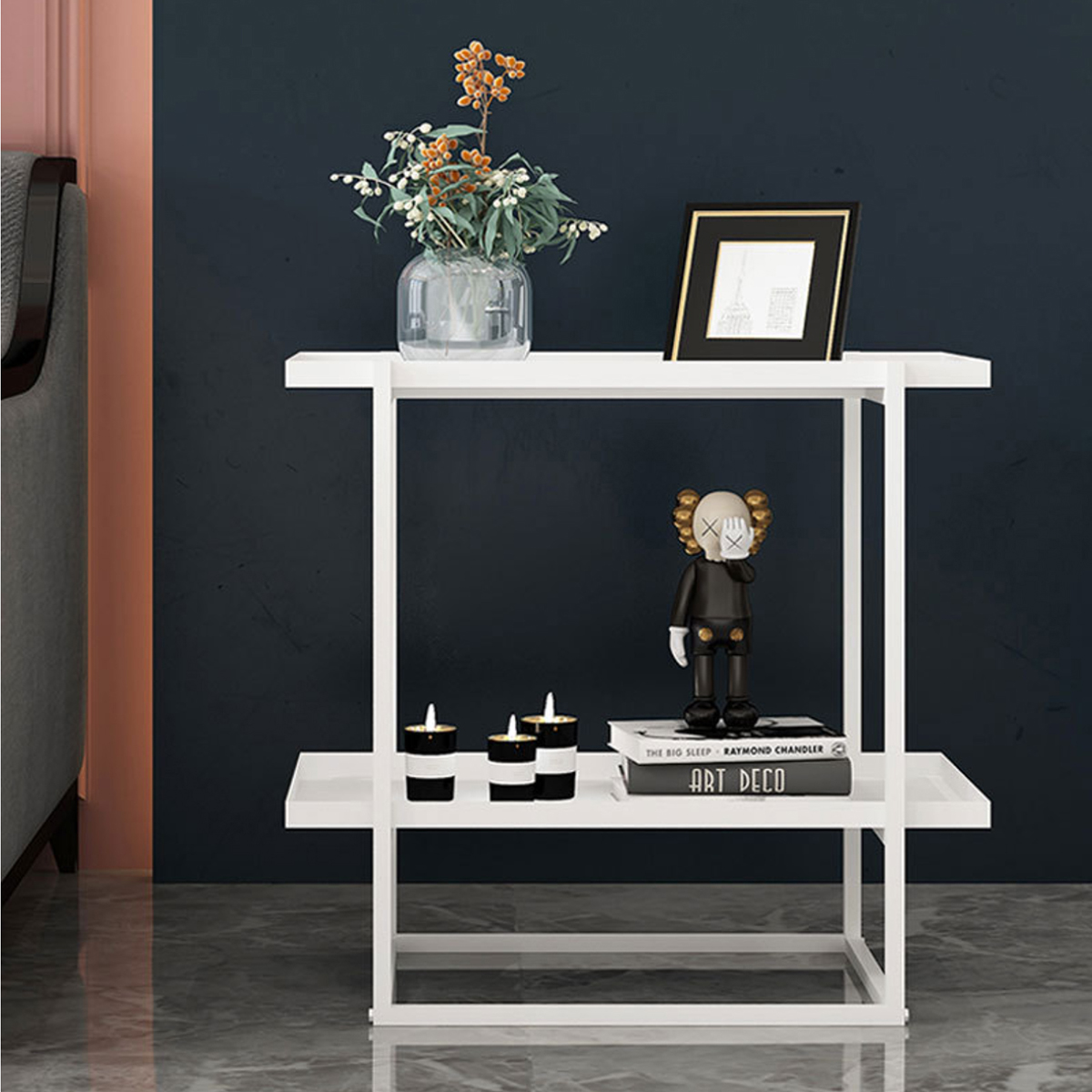 Matorino -Nightstands, 2-Tier Small Side Table, Industrial End Table Bedside Table with Storage Shelf for Living Room, Bedroom, Office.