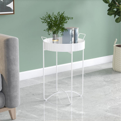 Matorino -Tray Metal End Table, Gold Round Foldable Side Table, Small Stand Decorative Table for Sofa Snack Coffee Planter .