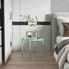 Matorino -Tray Metal End Table, Sofa Table Small Round Side Tables, Anti-Rust and Waterproof Outdoor & Indoor Snack Table, Accent Coffee Table.