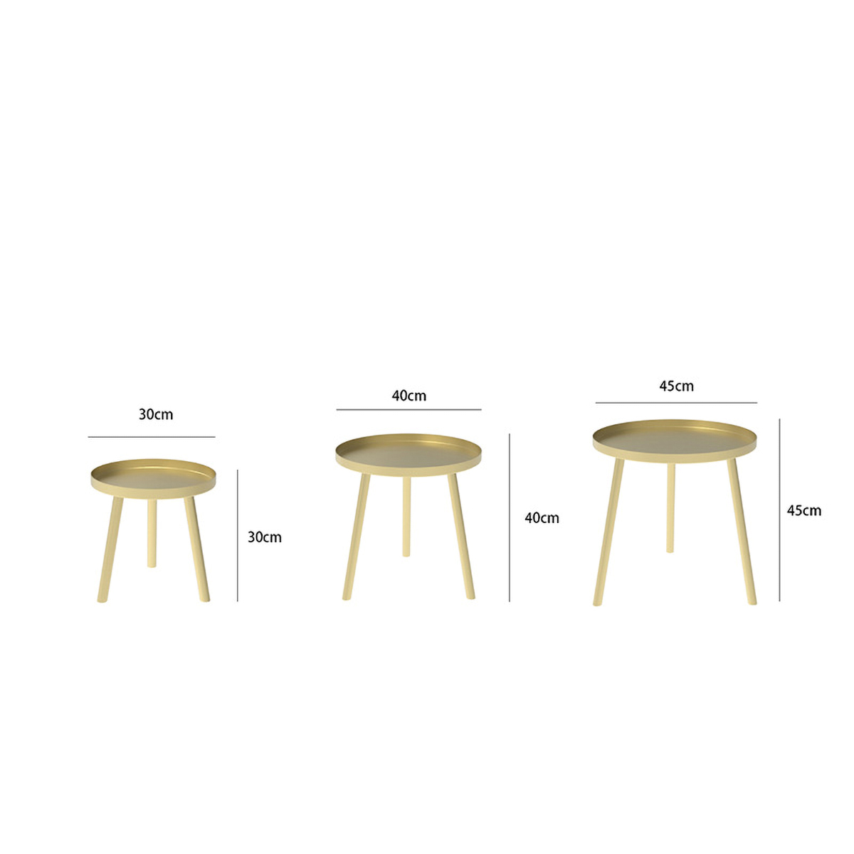 Matorino -Round Side Table, End Table for Any Room-Side Tables Living Room, Side Tables Bedroom, Red Metal Tray End Table with 3 Legs Base.
