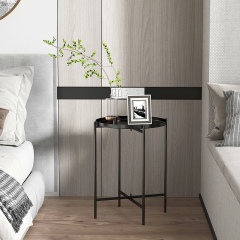 Matorino -Tray Metal End Table, Sofa Table Small Round Side Tables, Anti-Rust and Waterproof Outdoor & Indoor Snack Table, Accent Coffee Table.
