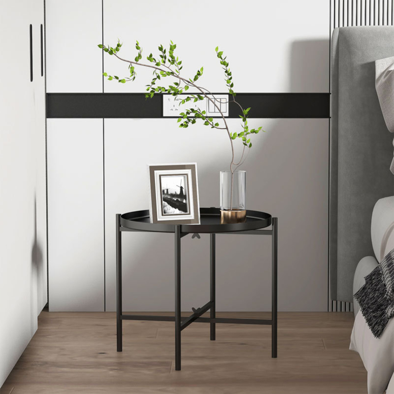 Matorino -Tray Metal End Table, Sofa Table Small Round Side Tables, Anti-Rust and Waterproof Outdoor & Indoor Snack Table, Accent Coffee Table.