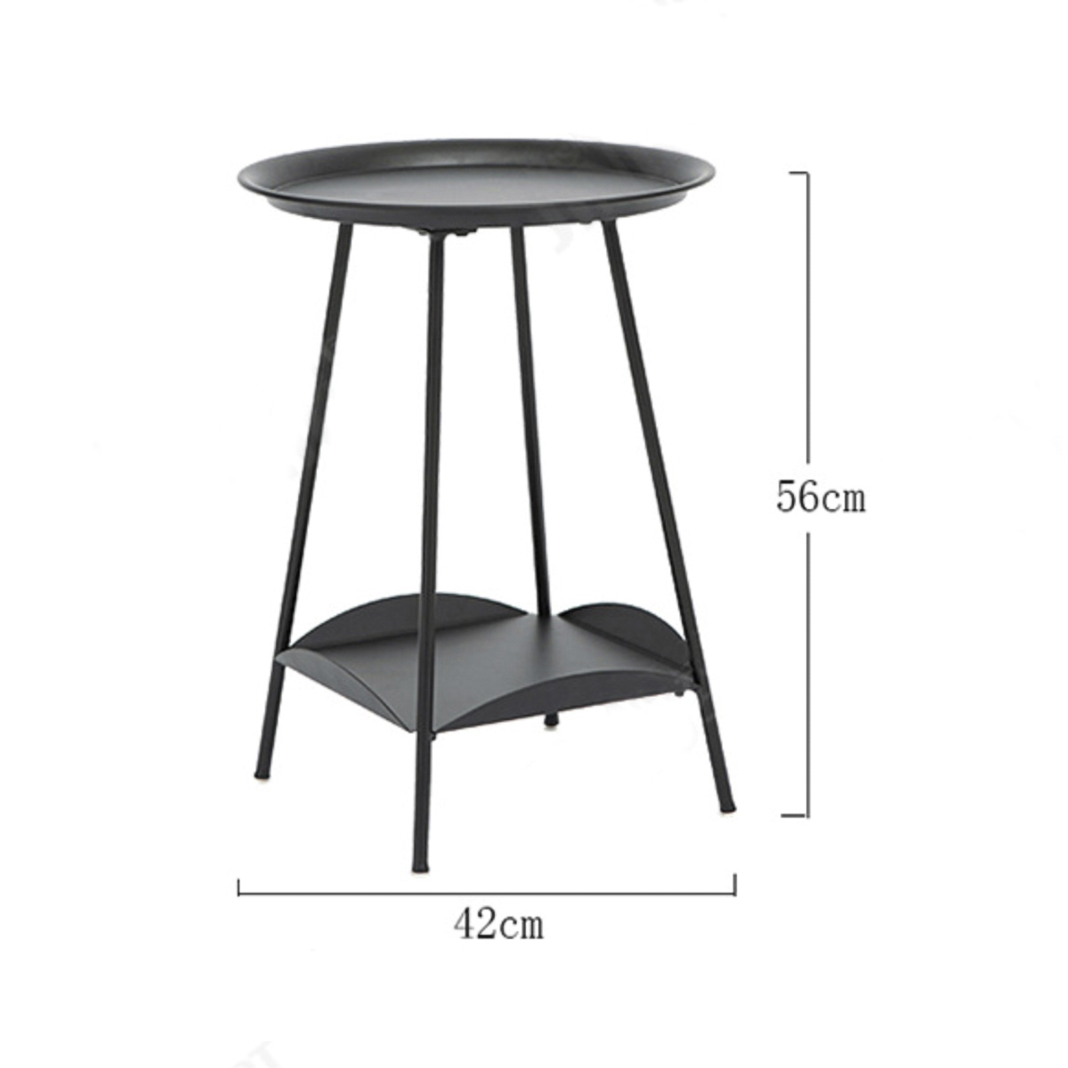 Matorino -Folding End Table 2-Tier Metal Round Side Table with Removable Tray for Living Room.