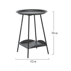 Matorino -Folding End Table 2-Tier Metal Round Side Table with Removable Tray for Living Room.