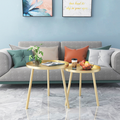 Matorino -Round Side Table, End Table for Any Room-Side Tables Living Room, Side Tables Bedroom, Red Metal Tray End Table with 3 Legs Base.