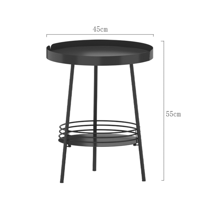 Matorino -Side Table, 2 Tier Metal Round End Table, Coffee Table, Small Sofa Side Table, Outdoor Indoor Accent Table, Nightstand Waterproof Removable Tray, Table for Living Room Bedroom Balcony.