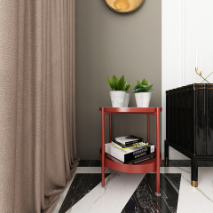 Matorino -End Table, Metal Round Tray, 2-Tier Side Table, Small Folding Accent Coffee Table, Sofa Side Snack Table, Anti-Rust and Waterproof Nightstand for Living Room Bedroom and Office.