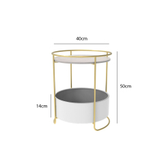 Matorino -Round Side Table, Metal 2 Tier Tray Metal End Table for Sofa Living Room Tea Table Small Spaces.