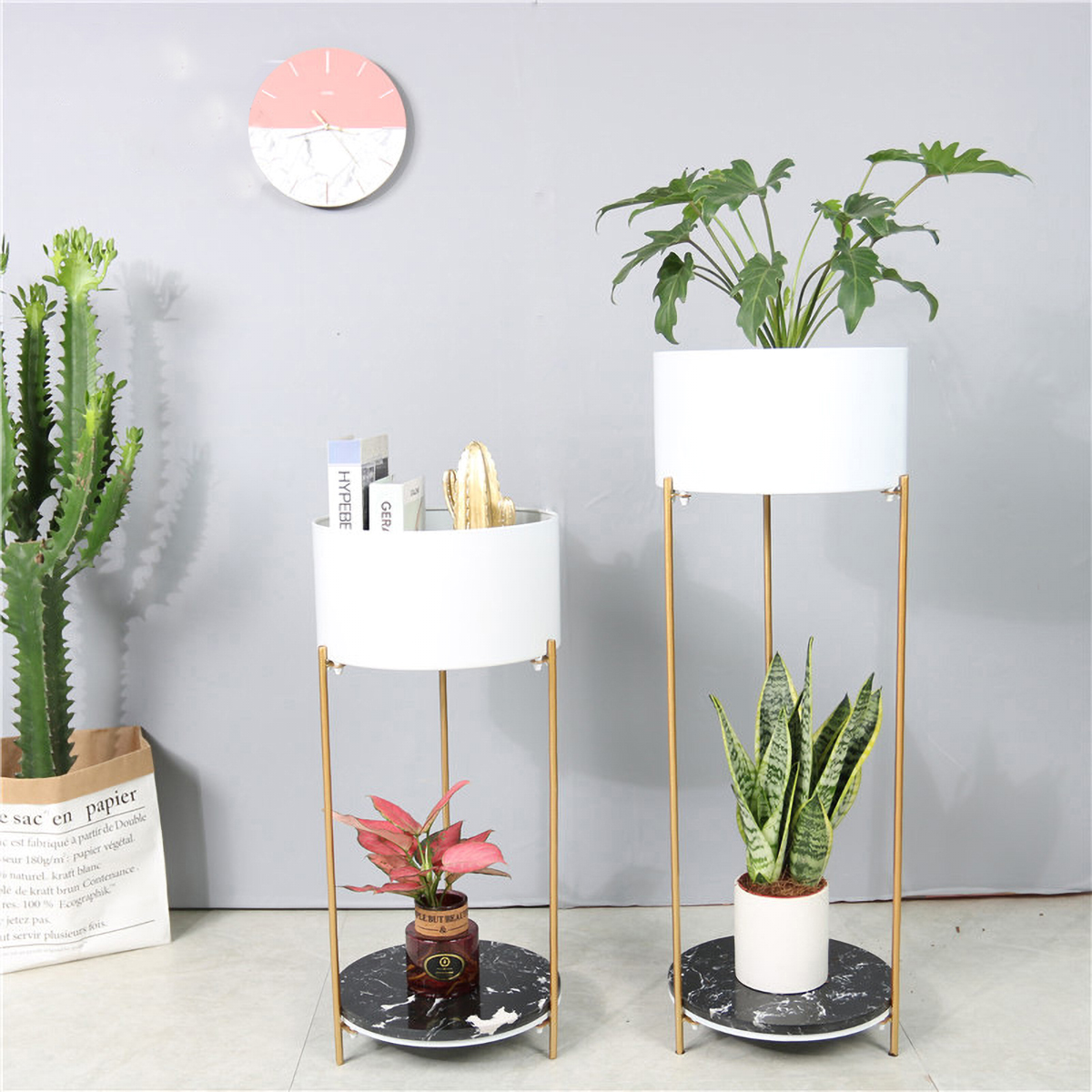 Matorino -Small Round Table Set of 2, End Tables Living Room, Side Tables for Small Spaces, 2 Tiers Rustic Accent Tables, Night Stands for Bedrooms, Coffee Tables With Storage Shelf.