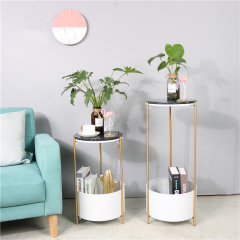 Matorino -Small Round Table Set of 2, End Tables Living Room, Side Tables for Small Spaces, 2 Tiers Rustic Accent Tables, Night Stands for Bedrooms, Coffee Tables With Storage Shelf.