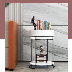 Matorino -Round Side Table, Metal 2 Tier Tray Metal End Table for Sofa Living Room Tea Table Small Spaces.