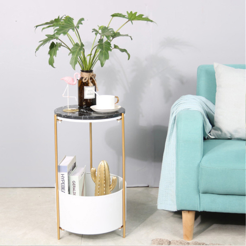 Matorino -Small Round Table Set of 2, End Tables Living Room, Side Tables for Small Spaces, 2 Tiers Rustic Accent Tables, Night Stands for Bedrooms, Coffee Tables With Storage Shelf.