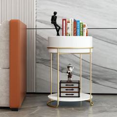 Matorino -Round Side Table, Metal 2 Tier Tray Metal End Table for Sofa Living Room Tea Table Small Spaces.