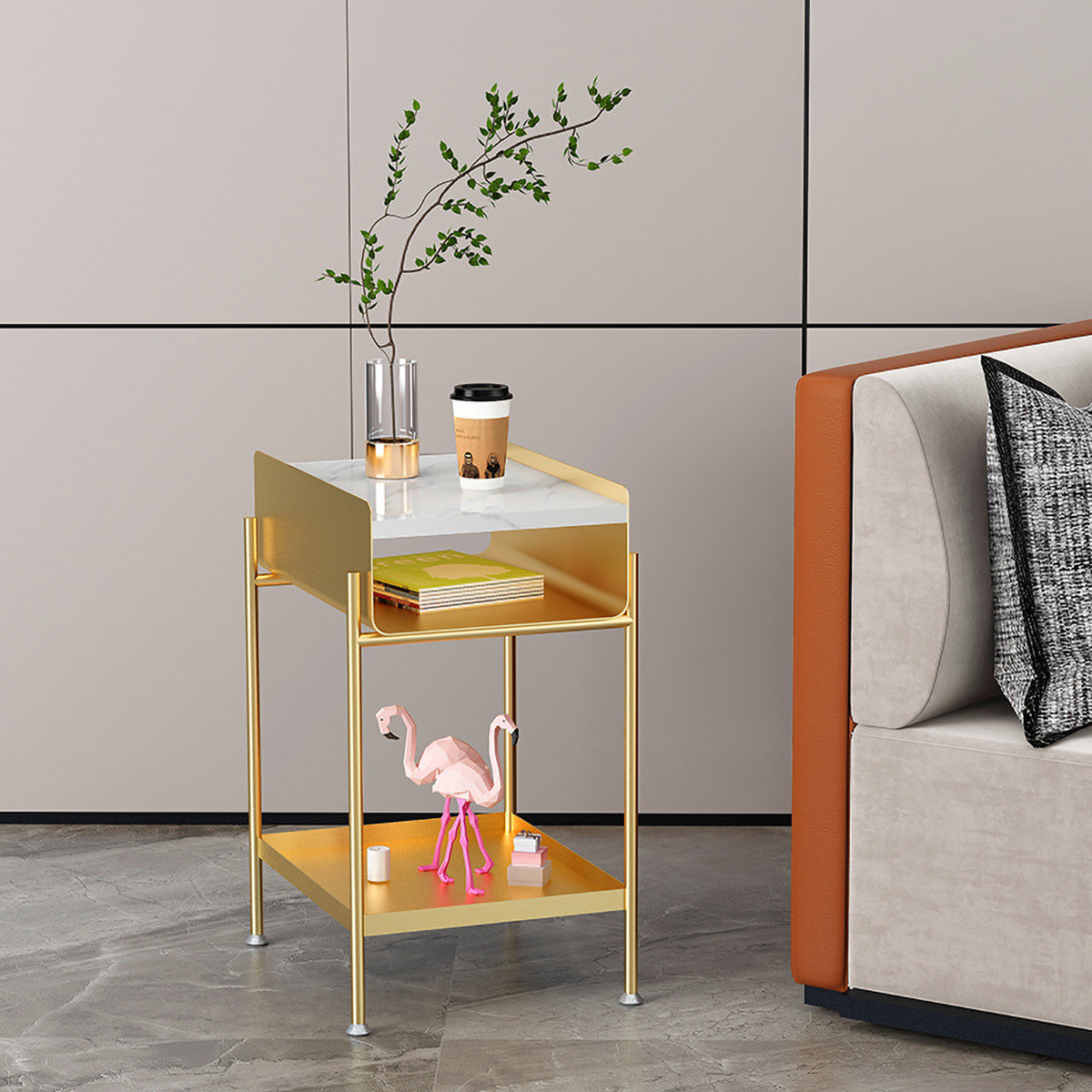 Matorino -Small Bed Side Table for Small Spaces,Mid Century Modern Nightstand End Table with Storage, Book Table for Bedroom Living Room.