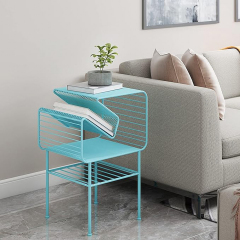 Matorino -Corner Side Table and End Table for Small Spaces, Coffee Desk for Living Room and Bedroom Balcony, Floor Newspaper Magazine Rack, Sturdy Metal Frame.