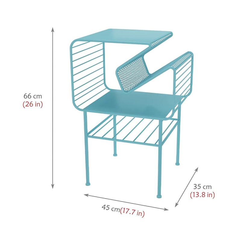 Matorino -Corner Side Table and End Table for Small Spaces, Coffee Desk for Living Room and Bedroom Balcony, Floor Newspaper Magazine Rack, Sturdy Metal Frame.
