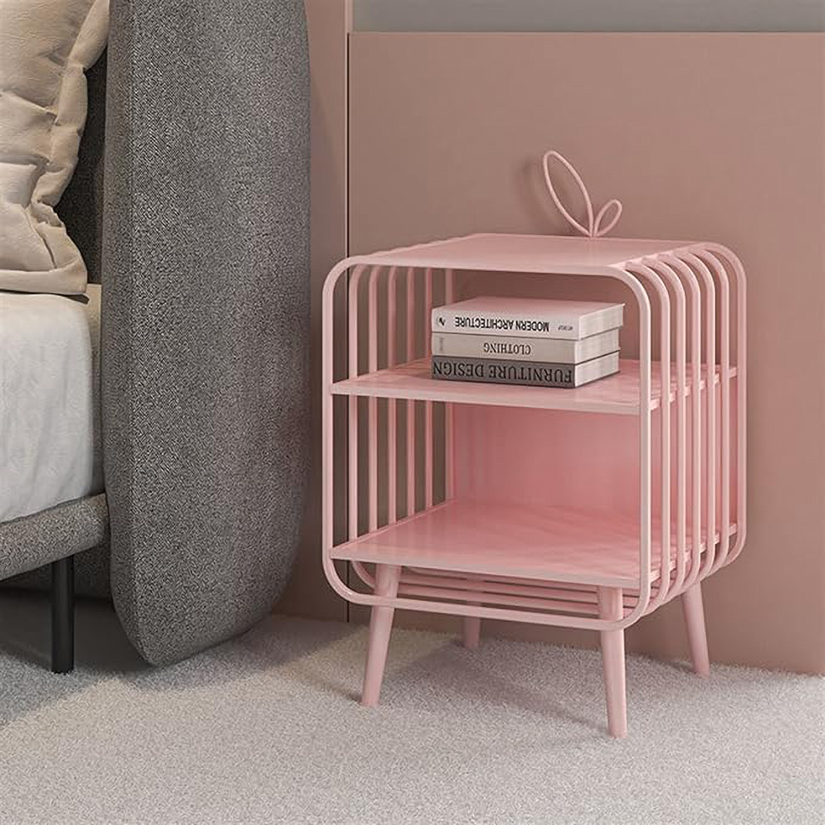 Matorino -Corner Side Table and End Table for Small Spaces, Coffee Desk for Living Room and Bedroom Balcony, Floor Newspaper Magazine Rack, Sturdy Metal Frame.