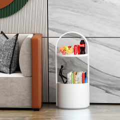 Matorino -Portable Coffee Table with Handle and Storage Basket, Nordic Light Luxury Creative Sofa Side Table, Corner Table Storage Racks, Accent Table for Living Room Bedroom.