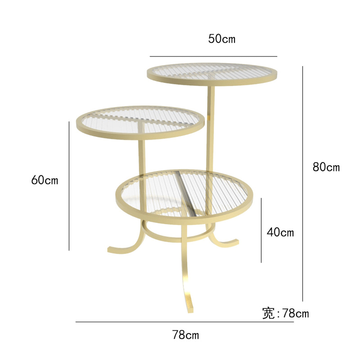 Matorino -Round End Table with Metal Frame, Side Table with 3-Tier Shelves, Small Table for Living Room Small Coffee Table.