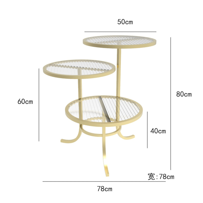Matorino -Round End Table with Metal Frame, Side Table with 3-Tier Shelves, Small Table for Living Room Small Coffee Table.