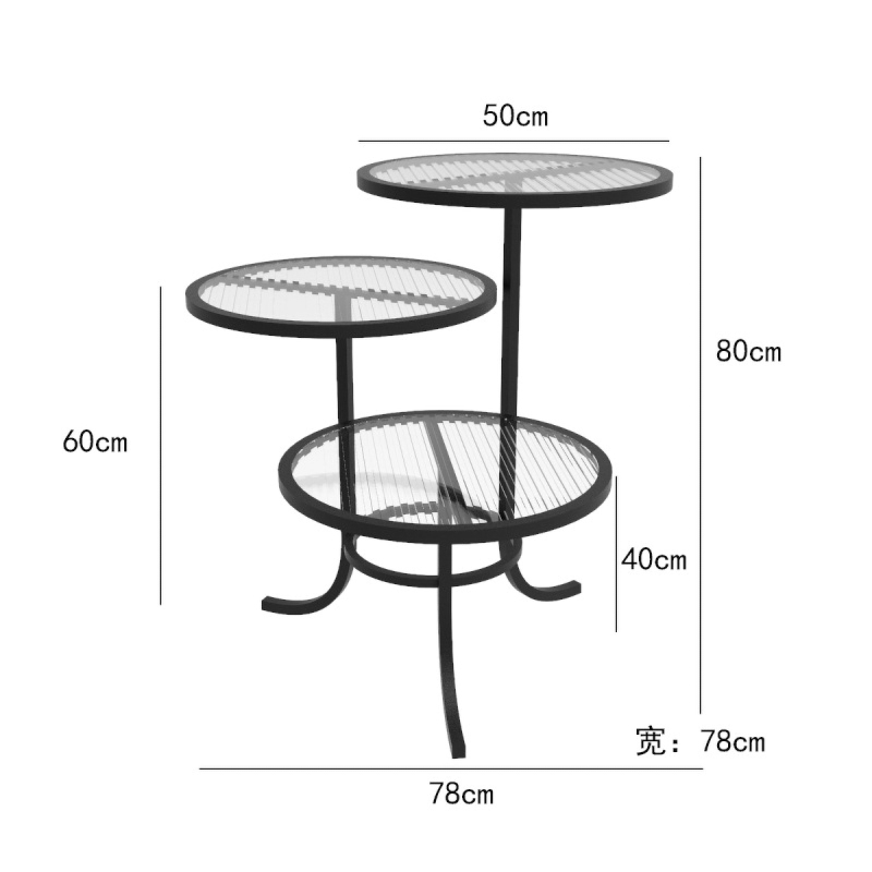 Matorino -Round End Table with Metal Frame, Side Table with 3-Tier Shelves, Small Table for Living Room Small Coffee Table.