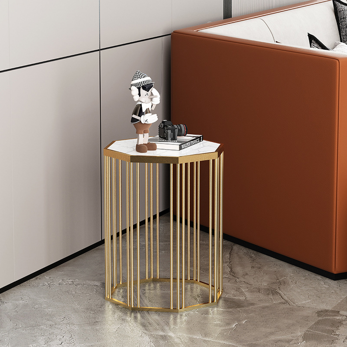 Matorino -Side Table Round Metal End Table Sofa Table Modern Side Table, Flower Stand Lamp Table Bedside Tables for Living Room, Entryway Corner Table.