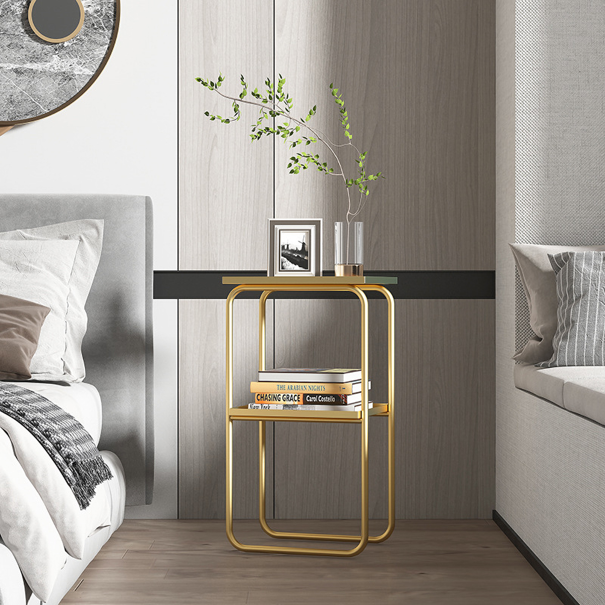 Matorino -Best End Table 2 Tier Coffee Table, Metal End Table Simple Style Side Table, Easy to Assemble Sofa Table for Living Room, Outdoor Center Table, Fashion Furniture.
