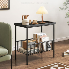 Matorino -Tables End Modern Metal Sofa Side with Storage Organizer Basket, Small Spaces Coffee Tea End.