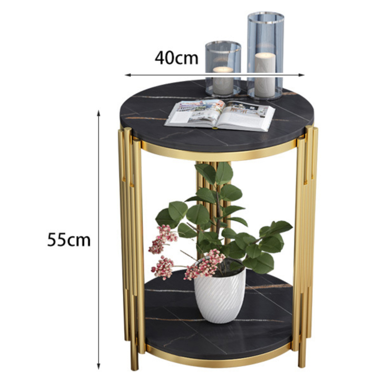 Matorino -Round Coffee and Side Accent End Table for Living Room with Metal & Engineered Wood Tabletop and Metal Frame.