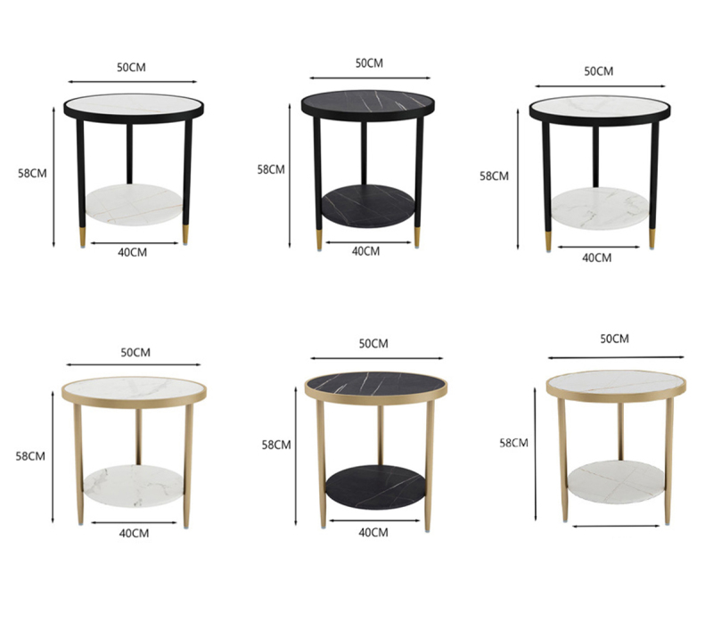 Matorino -Bedside Tables Round 2-Tier Sofa Side Coffee End Table, Balcony Leisure Display Rack, Home Modern Simple Small Furniture,(Sintered Stone Top).