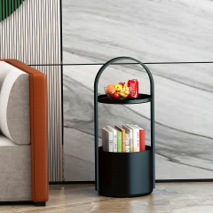 Matorino -Portable Coffee Table with Handle and Storage Basket, Nordic Light Luxury Creative Sofa Side Table, Corner Table Storage Racks, Accent Table for Living Room Bedroom.